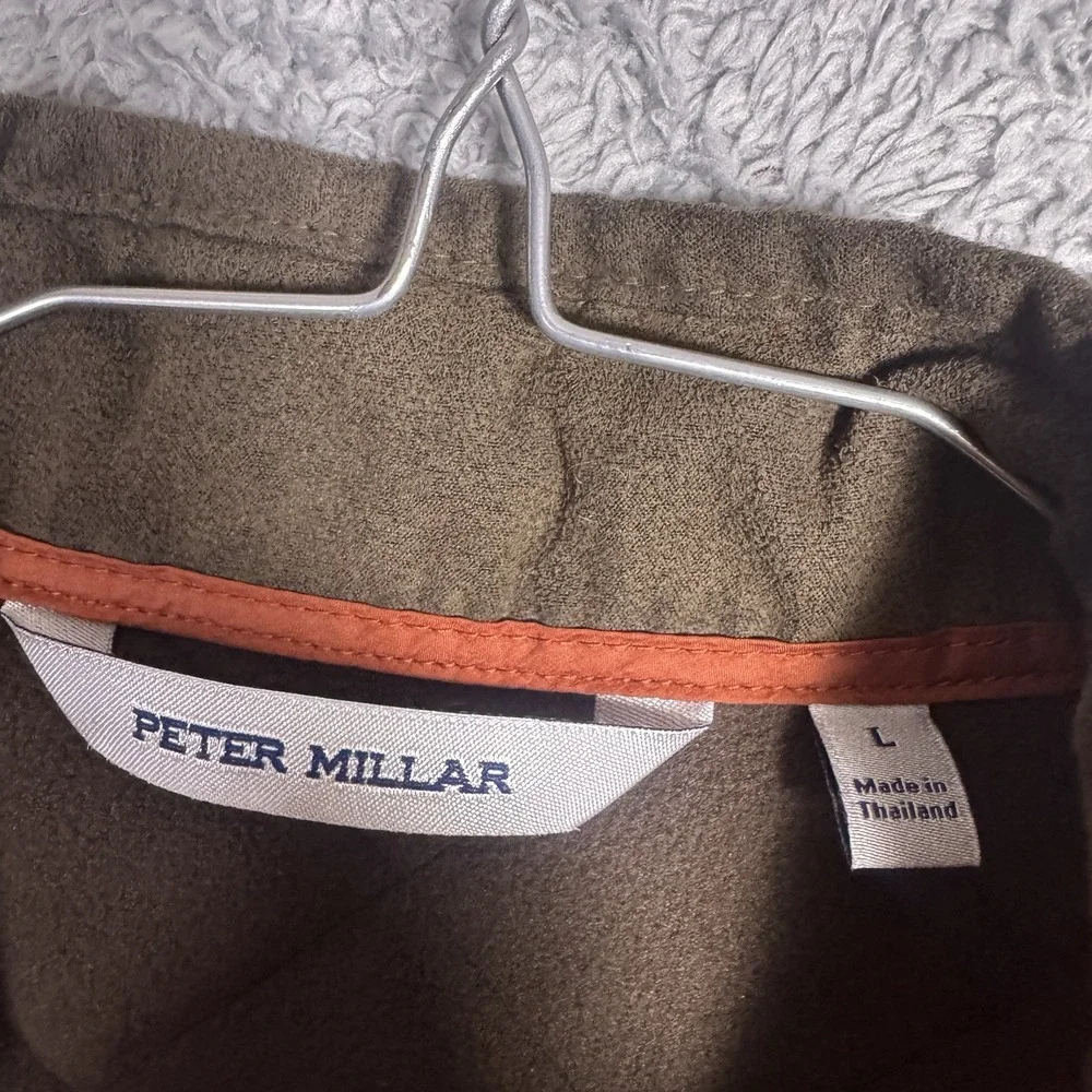 Peter Millar Essex Vest Mens L Suede Diamond Quilted Travel Wind Water Proof